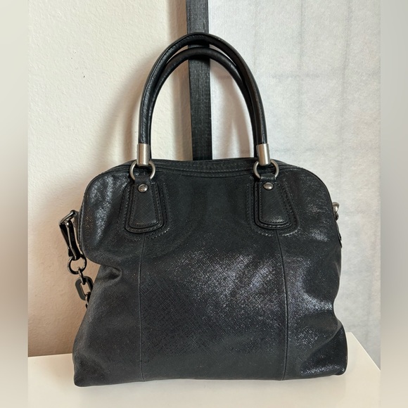 COACH LIMITED EDITION"KRISTIN" GUNMETAL STUDDED PLEATED LEATHER HANDBAG 15360 - Picture 4 of 9